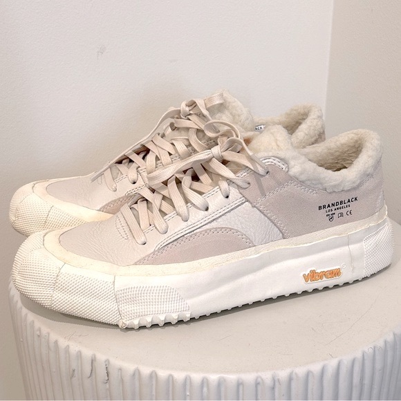 BRANDBLACK Bravo Shearling Low Top Off White Platform Sneaker - Picture 1 of 10